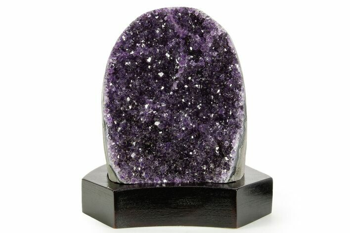 Deep Purple Amethyst Geode With Wood Base - Uruguay #364438